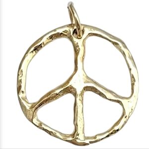 14KYG TEXTURED PEACE SIGN CHARM